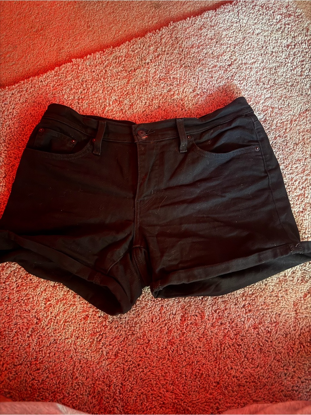 Levi's Black Denim Roll-Cuff Women's Shorts